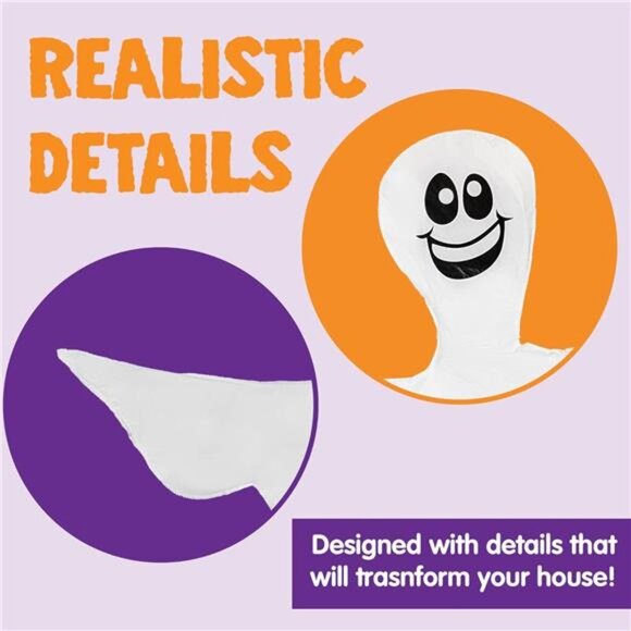 2 Pack 53" Halloween Bendable Tree Wrap Ghost for Halloween Decoration Outdoor - Picture 4 of 6